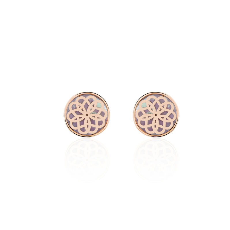 Boucles D'oreilles Puces Rosae Argent Rose Nacre - Spannringe Damen | OROVIVO