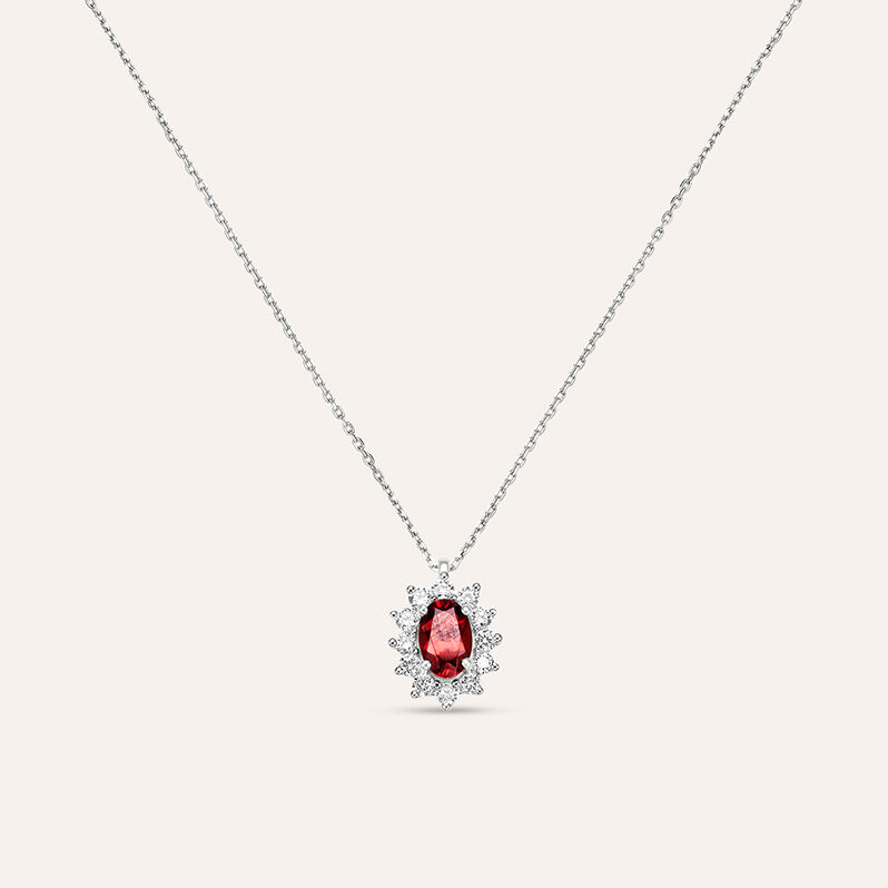 Collana Jasmine Oro Bianco Rodolite Diamante - Spannringe Damen | OROVIVO