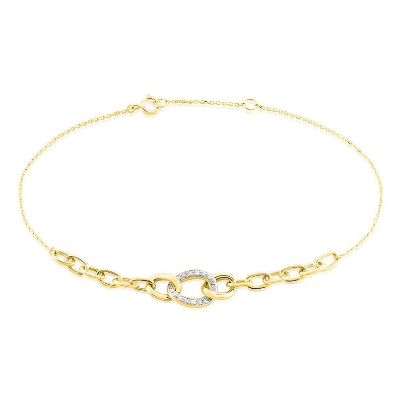 PANY Damen Armband Gold Bicolor Gelb/Silber 375 (9 Karat) Diamant Wei&szlig; 0,05 ct Oval - Armb&auml;nder mit Anh&auml;nger Damen | OROVIVO