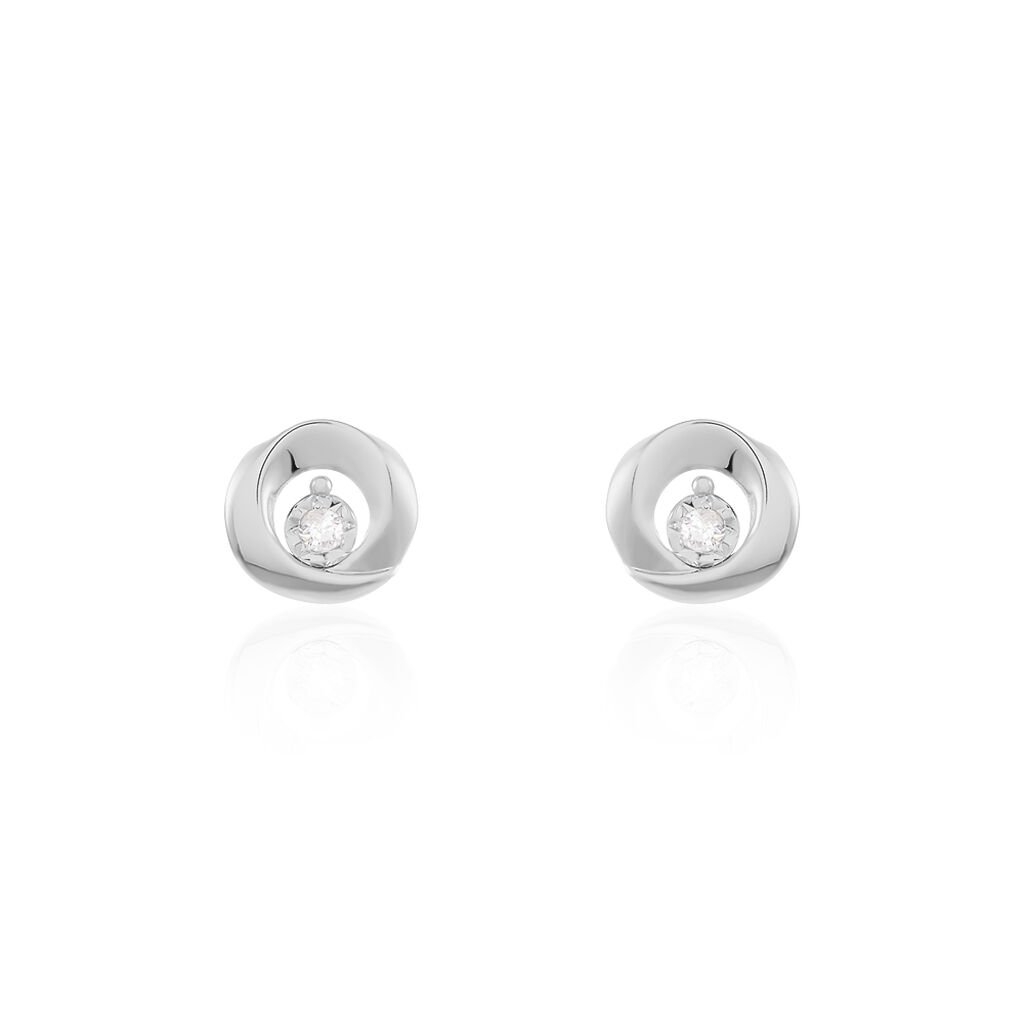 Damen Ohrstecker Weißgold 375 (9 Karat) Diamant Weiß 0,03 ct, Ohrstecker mit Stein