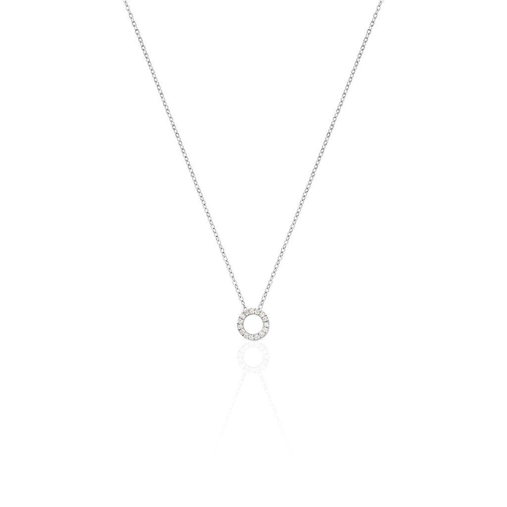 Damen Collier Weißgold 375 Rund Weiß Geometrisch Gwen 4,5cm -  Damen | OROVIVO
