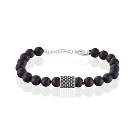 Herrenarmband Silber 925 Schwarzer Onyx Kugeln - Armbänder Herren | OROVIVO