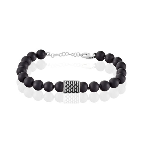 Herrenarmband Silber 925 Schwarzer Onyx Kugeln - Armbänder mit Anhänger Herren | OROVIVO