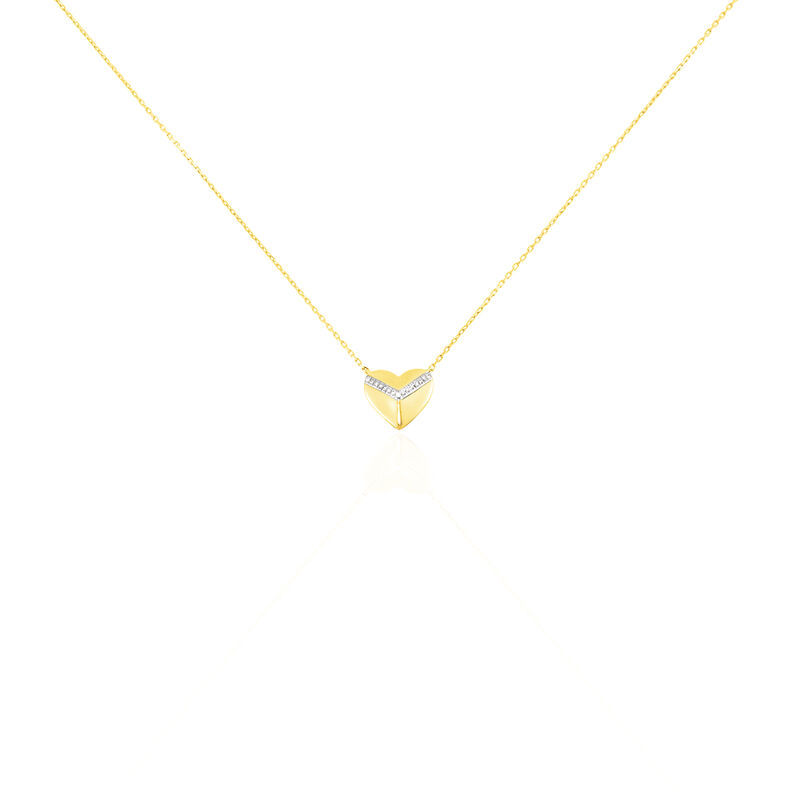 HERZ FULL Damen Collier Gold 375 (9 Karat) Diamant Wei&szlig; 0,03 ct Herz - Halsketten Damen | OROVIVO