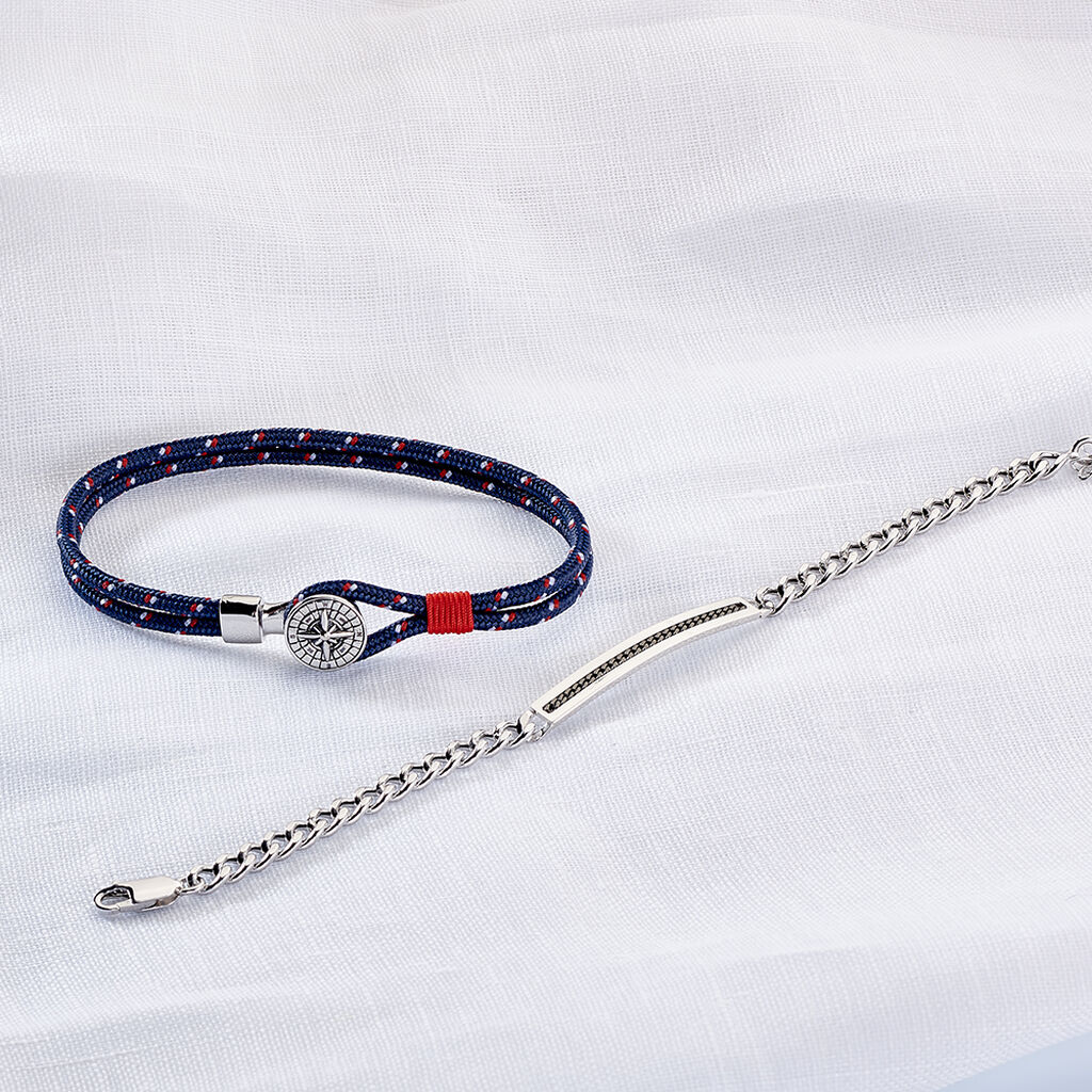 Herrenarmband Edelstahl Kompass Blau  - Armbänder mit Anhänger Herren | OROVIVO