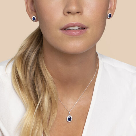 Damen Halskette Silber 925 blauer Stein Zirkonia - Halsketten Damen | OROVIVO