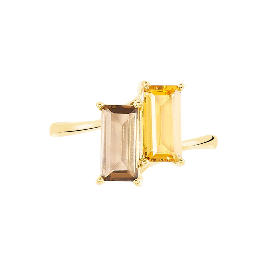 Damen Ring Silber vergoldet 925 Citrin Cognac 1,79ct Rechteckig Frankan  - Ringe mit Stein Damen | OROVIVO