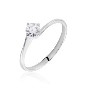 Solitärring Weißgold 750 Diamant 0,42ct Florenz - Ringe mit Edelsteinen Damen | OROVIVO