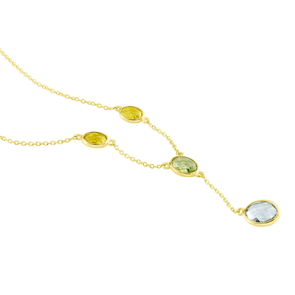 ZORNICA Damen Collier Silber vergoldet 925 Andere Steine Gr&uuml;n 1,45 ct