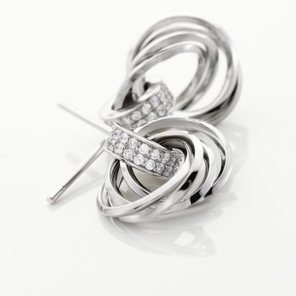 NICOLE Damen Ohrstecker Silber 925 Zirkonia Wei&szlig; 0,54 ct Kreis