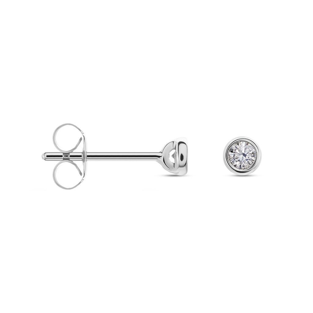 Delicate Damen Ohrstecker Wei&szlig;gold 375 (9 Karat) Diamant Wei&szlig; 0,1 ct Kreis