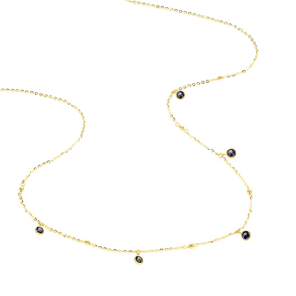 TALILA 1 Damen Collier Gold 375 (9 Karat) Zirkonia Blau 0,16 ct Kreis