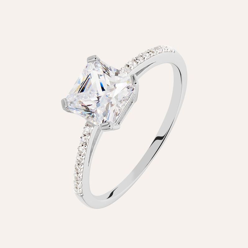 Anello Solitario Claire Oro Bianco Cubic Zirconia - Spannringe Damen | OROVIVO