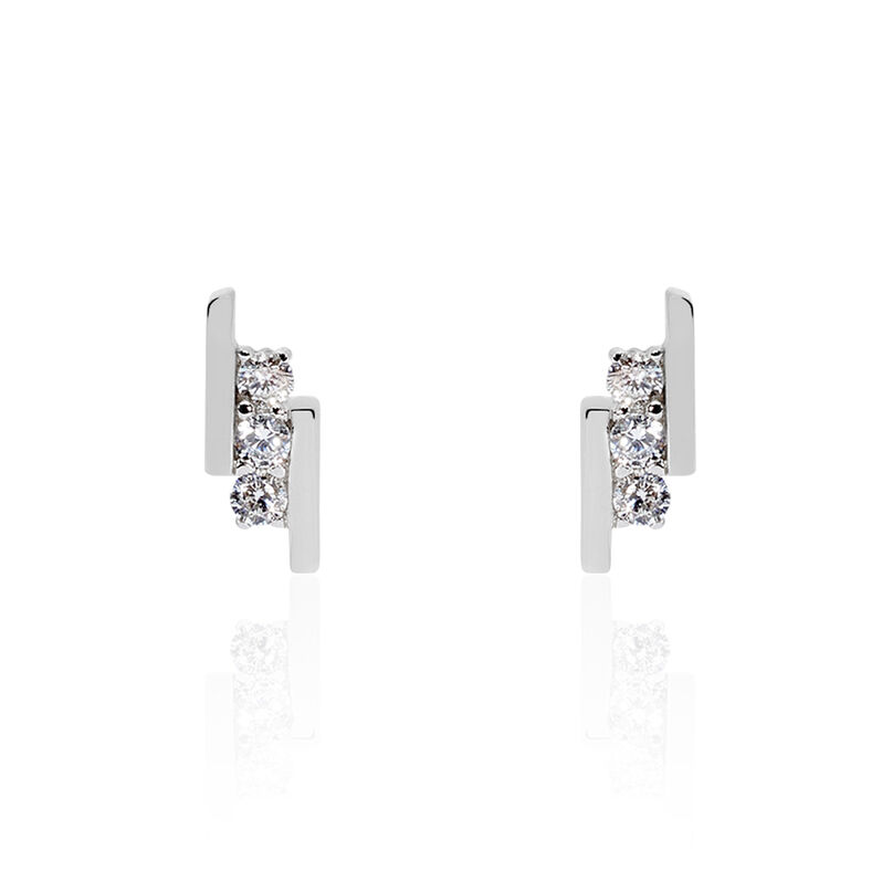 Boucles D'oreilles Puces Astrik Argent Blanc Oxyde De Zirconium - Spannringe Damen | OROVIVO