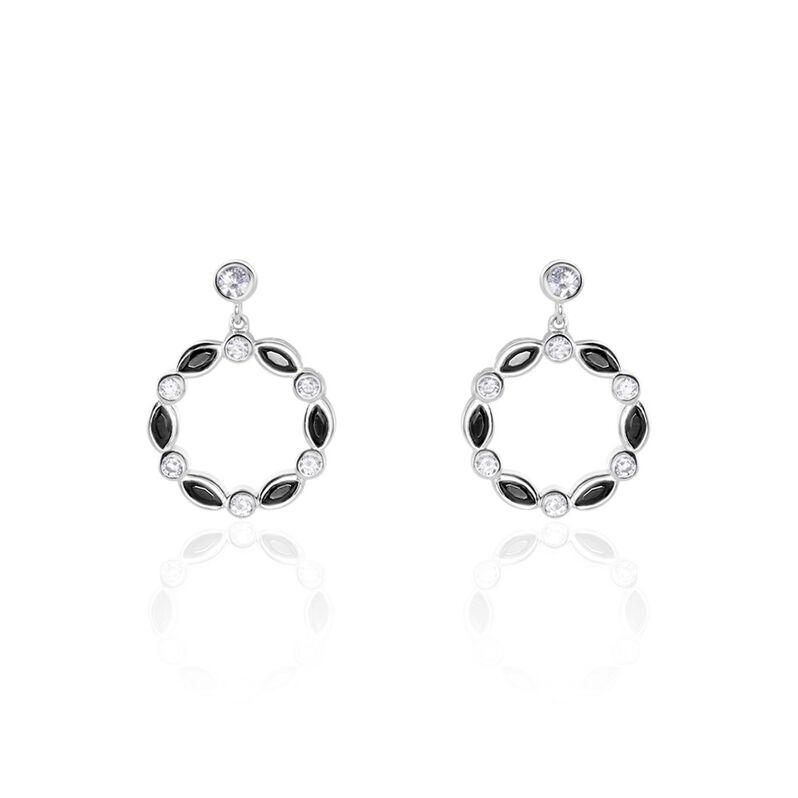 Boucles D'oreilles Pendantes Argent Rhodié Hippol Oxydes De Zirconium - Spannringe Damen | OROVIVO
