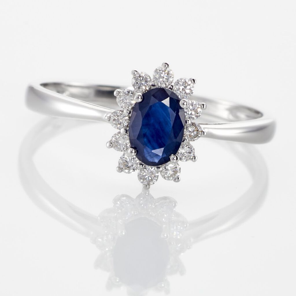 Kate Damen Ring Wei&szlig;gold 375 (9 Karat) Saphir Blau 0,57 ct