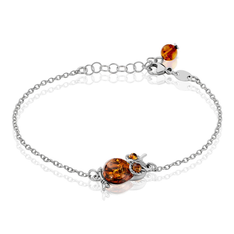 Armband Silber Rhodiniert Hibou Bernstei - Spannringe Damen | OROVIVO