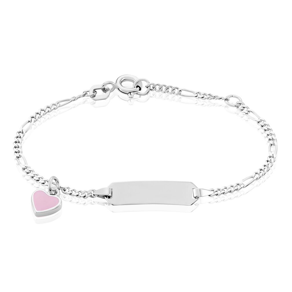 🦚 Kinder ID Armband Figarokette Silber 925 Herz, ID Armband ohne Stein