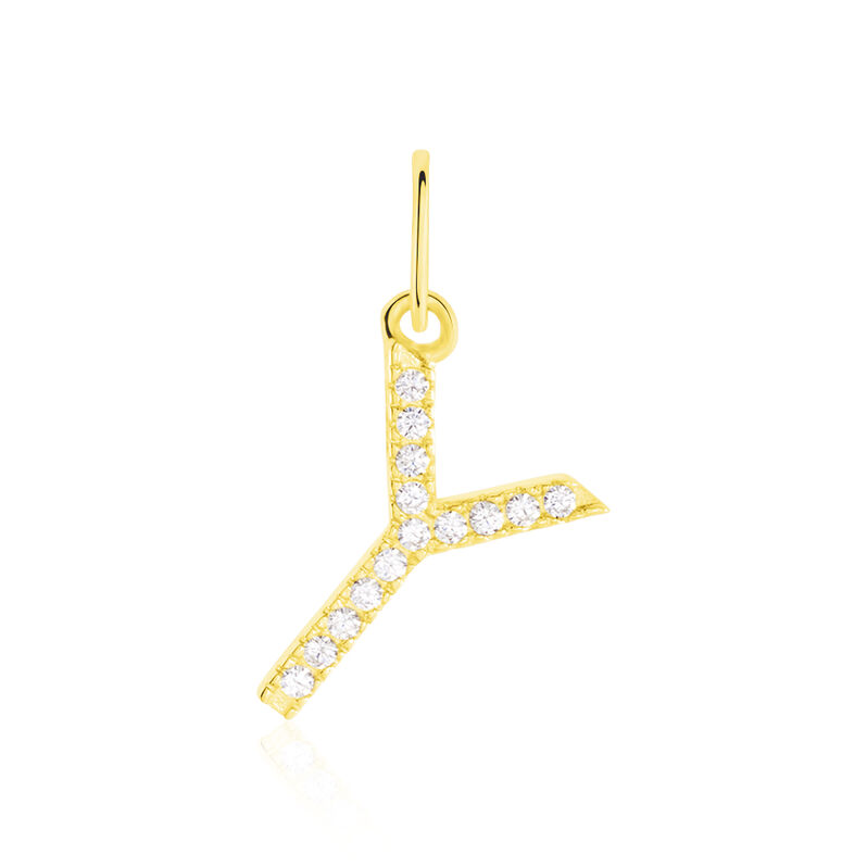 Anhänger Gold 375 Zirkonia Buchstabe Y - Schmuckanhänger Familie | OROVIVO
