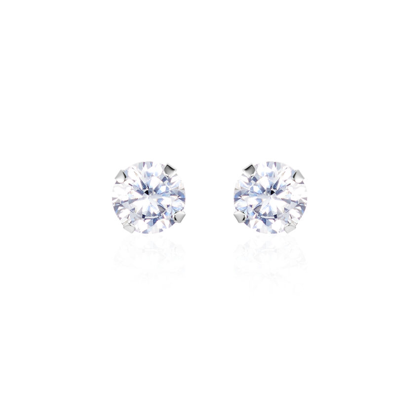Damen Ohrstecker Weißgold 375 Zirkonia 5mm - Ohrstecker Damen | OROVIVO