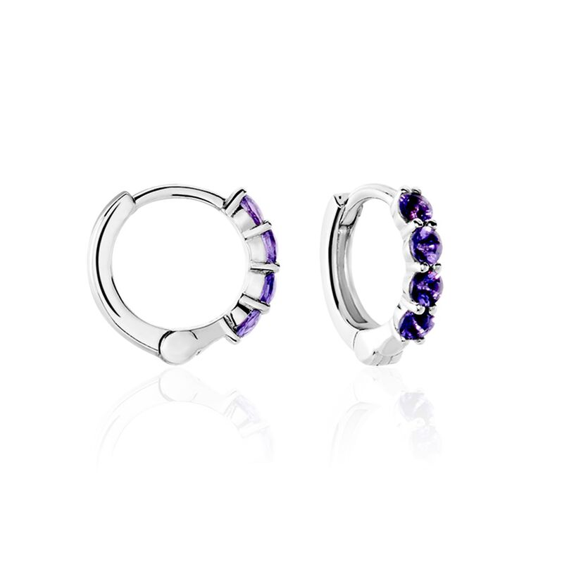 Créoles Leatrice Or Weiss Amethyste Violet - Spannringe Damen | OROVIVO