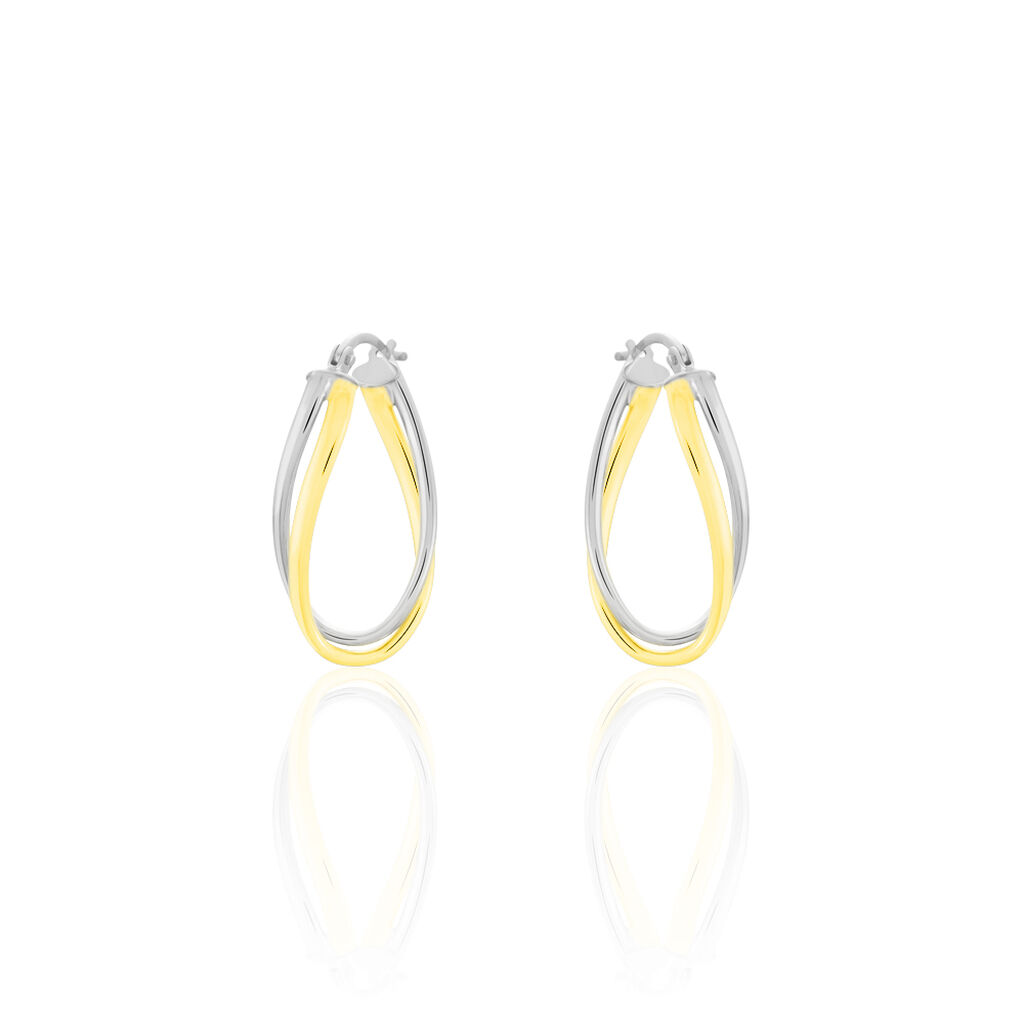 Damen Creolen Gold 375 Bicolor Welle, Creolen ohne Stein