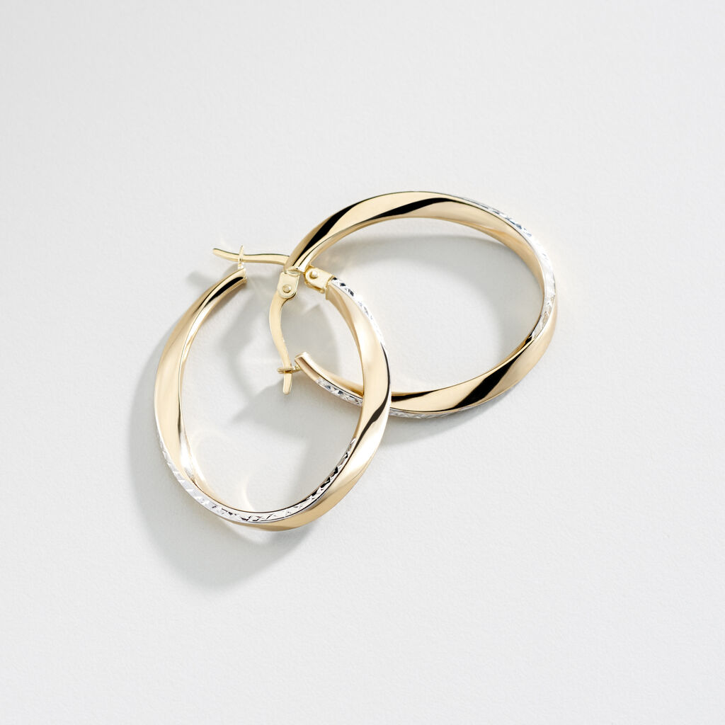 Damen Creolen Gold 375 Bicolor Diamantiert Doralynne - Creolen Damen | OROVIVO