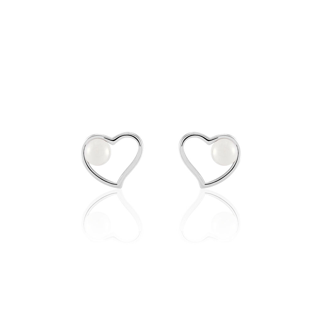 Boucles D'oreilles Pendantes Isalyne Argent Blanc Céramique - Spannringe Damen | OROVIVO