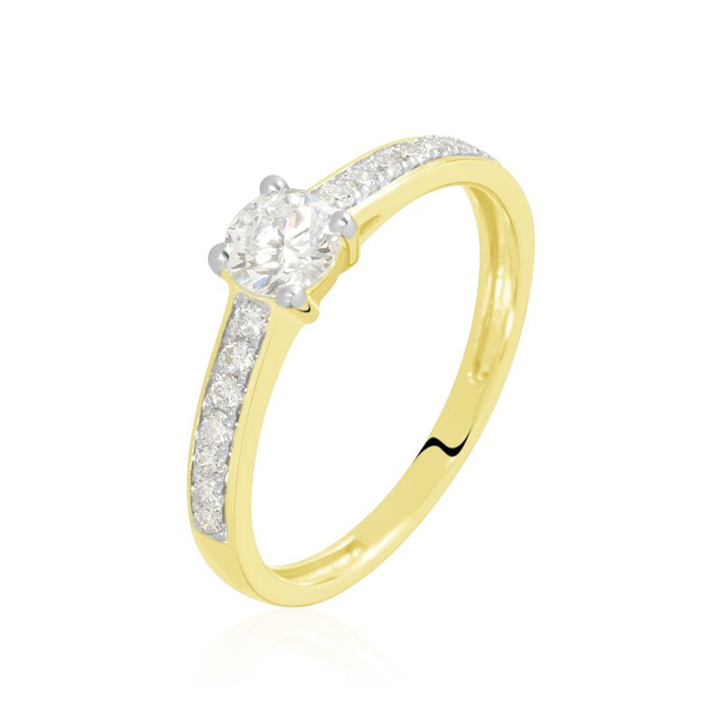 Bague Solitaire Accompagné Aramis Or Jaune Diamant Synthétique - Spannringe Damen | OROVIVO