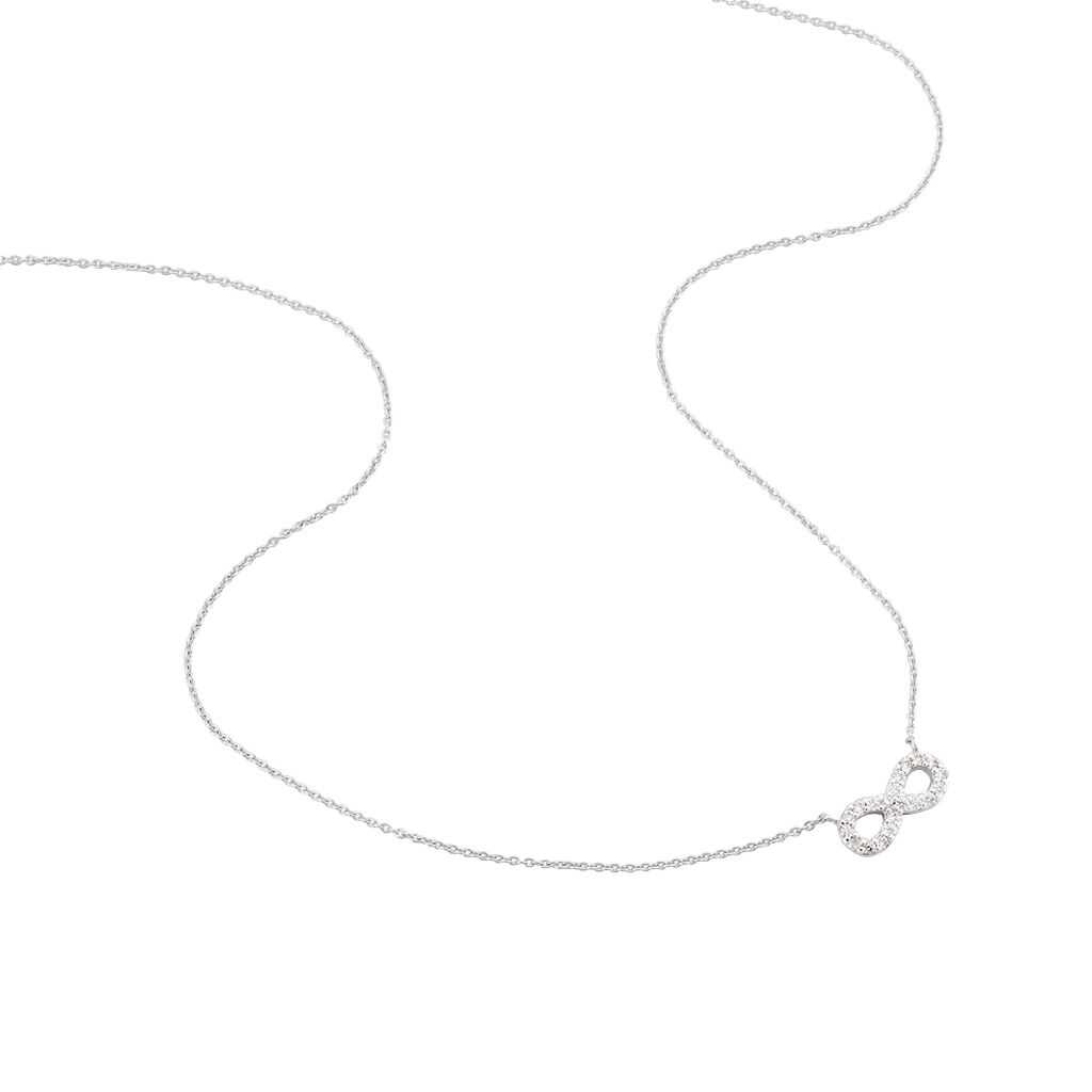 INFI INFINITY 3 Damen Collier Silber 925 Zirkonia Wei&szlig; Unendlichkeit