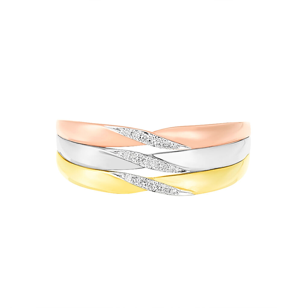 Damen Ring Gold Tricolor Gold/Roségold/Schwarz 375 Diamant 0,04ct Nesibe  - Ringe mit Stein Damen | OROVIVO