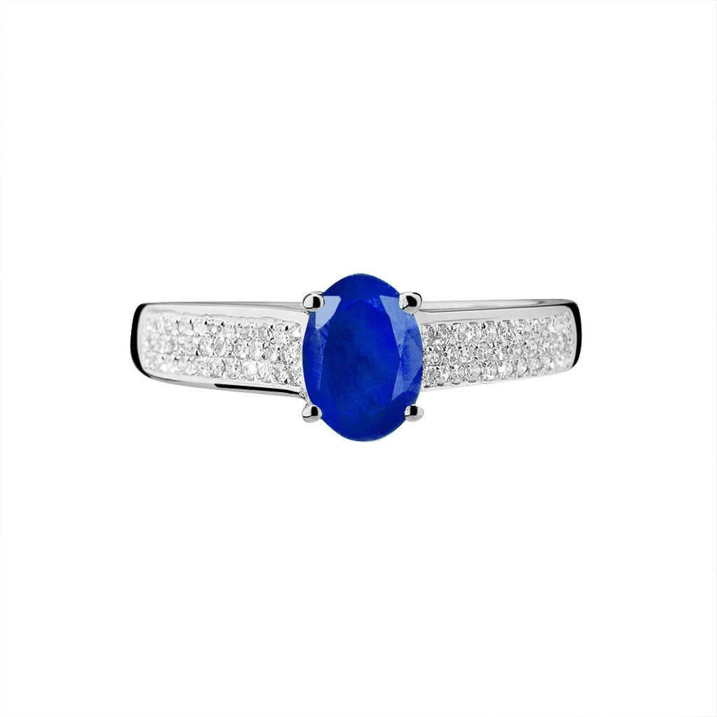Bague Crista Or Blanc Saphir Et Diamant - Spannringe Damen | OROVIVO