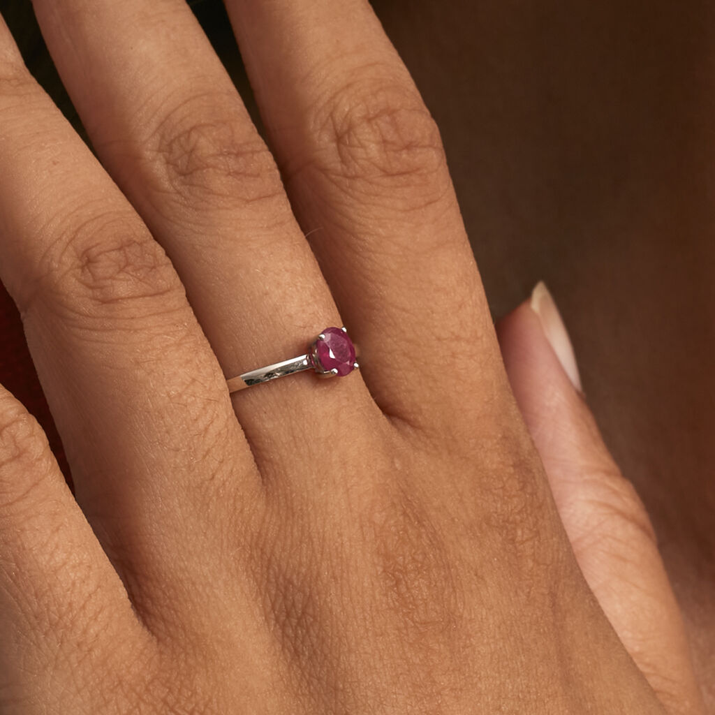 Bague Lily Or Blanc Rubis - Spannringe Damen | OROVIVO