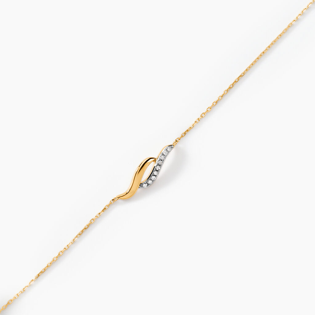 Bracelet Vague Or Jaune Diamants - Spannringe Damen | OROVIVO