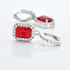 VELOURA Damen Ohrringe Lang Silber 925 Glas Rot 0,26 ct Rechteckig