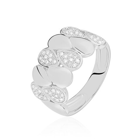 BURBU Damen Ring Wei&szlig;gold 375 (9 Karat) Diamant Wei&szlig; 0,15 ct Bl&uuml;tenblatt - Ringe mit Stein  | OROVIVO