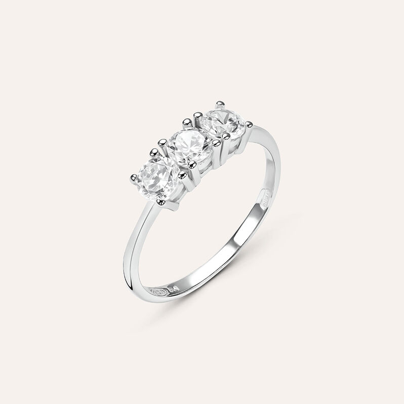 Anello Trilogy Silver Elegance Argento Rodiato Cubic Zirconia - Spannringe Damen | OROVIVO