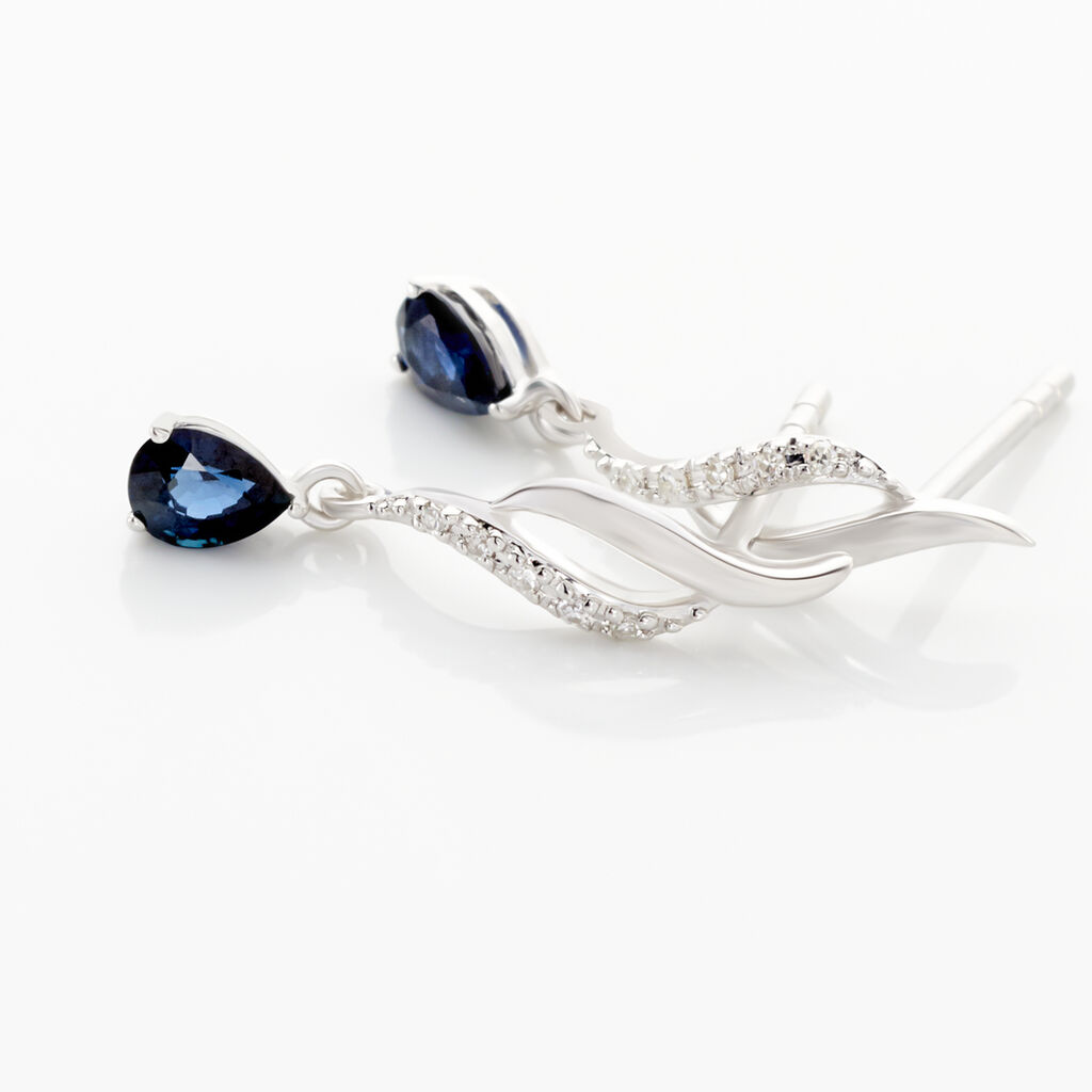 Boucles D'oreilles Puces Nolia Or Blanc Saphir Et Diamant - Spannringe Damen | OROVIVO