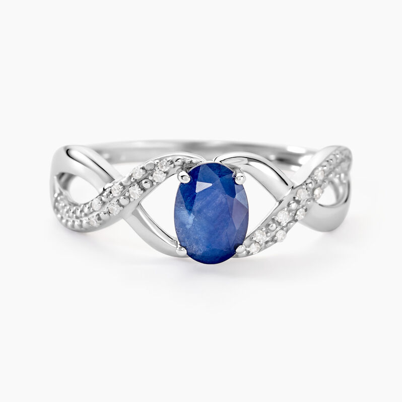 Bague Jess Or Blanc Saphir Et Diamant - Spannringe Damen | OROVIVO