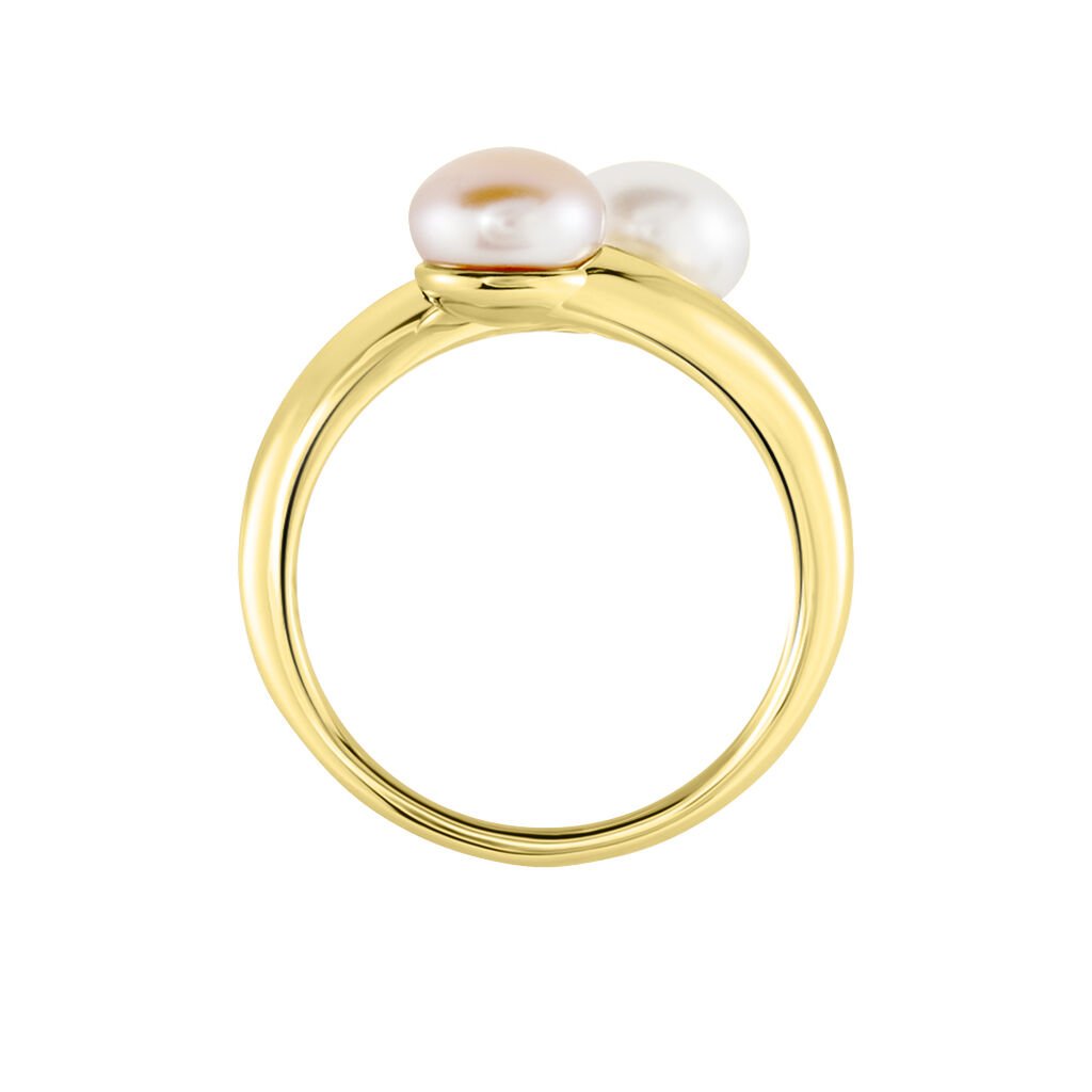 PERLA Damen Ring Silber vergoldet 925 Zuchtperle Wei&szlig; 0,42 ct