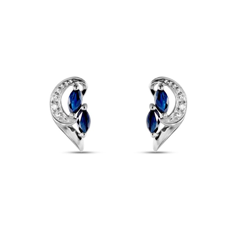 Orecchini Lobo Charlotte Oro Bianco Zaffiro Diamante - Spannringe Damen | OROVIVO