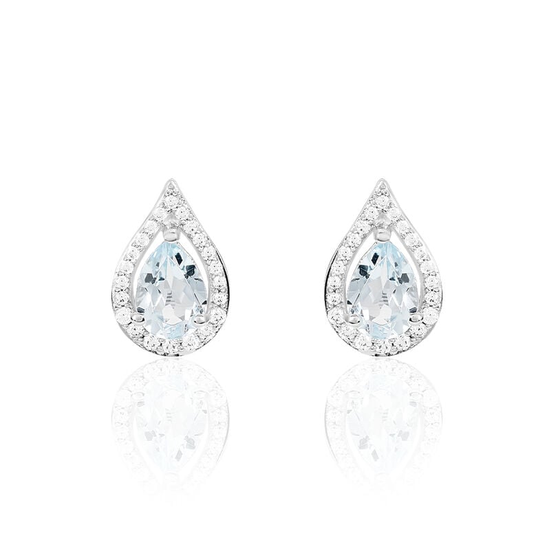 Boucles D'oreilles Puces Anoushka Or Blanc Topaze Et Oxyde - Spannringe Damen | OROVIVO