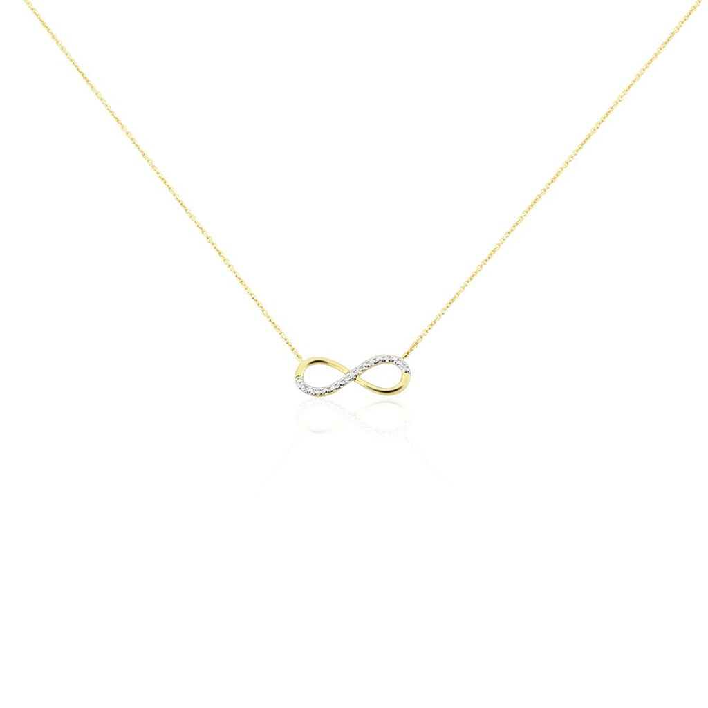 Infinity Nuovo Damen Collier Gold Bicolor Gelb/Silber 375 (9 Karat) Diamant Weiß 0,03 ct, Collier mit Stein