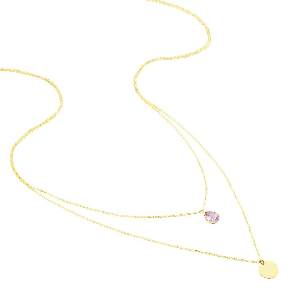 MODOU 2 Damen Collier Gold 375 (9 Karat) Amethyst Violett 0,12 ct Tropfen