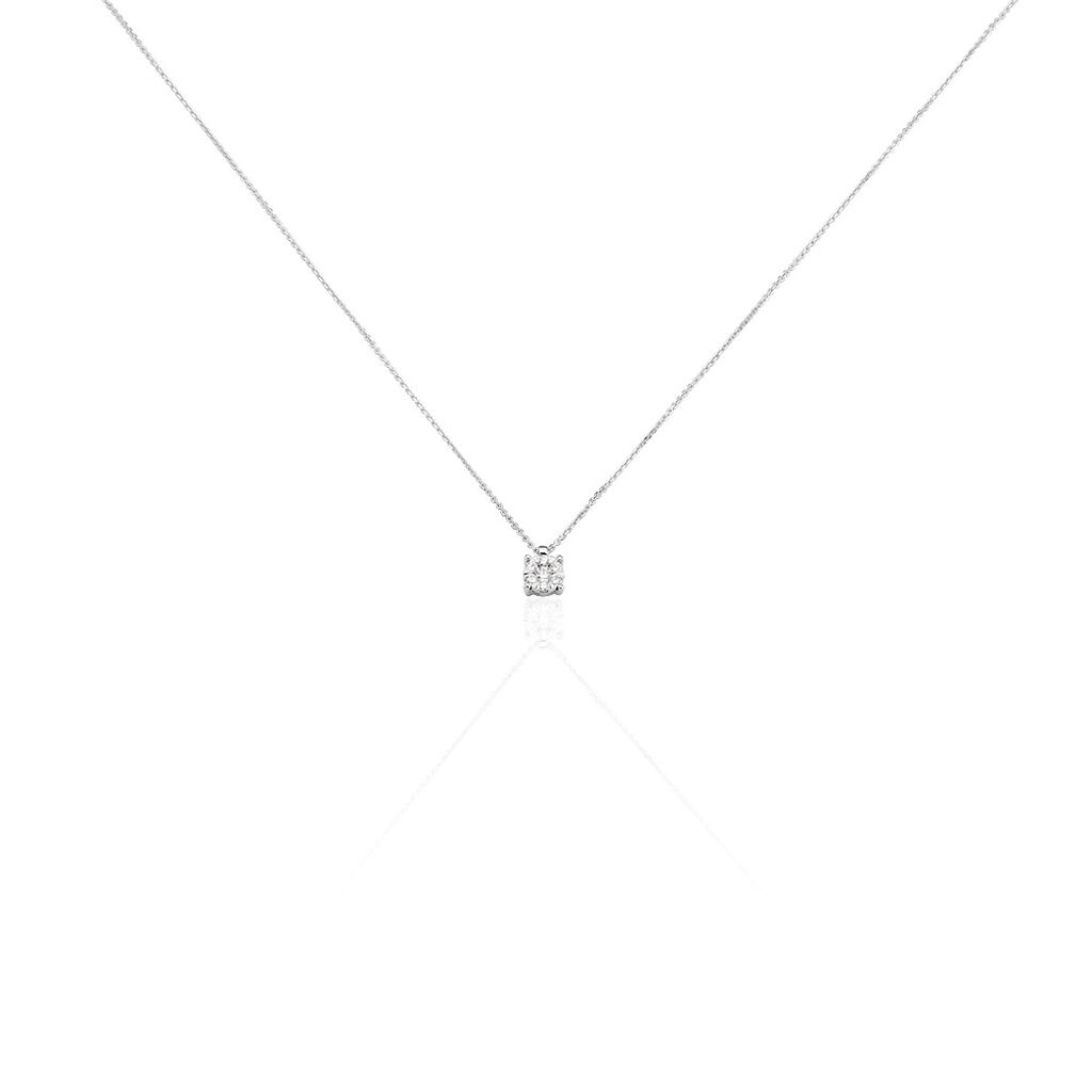 PETALI Damen Collier Wei&szlig;gold 585 (14 Karat) Diamant Wei&szlig; 0,06 ct Blume