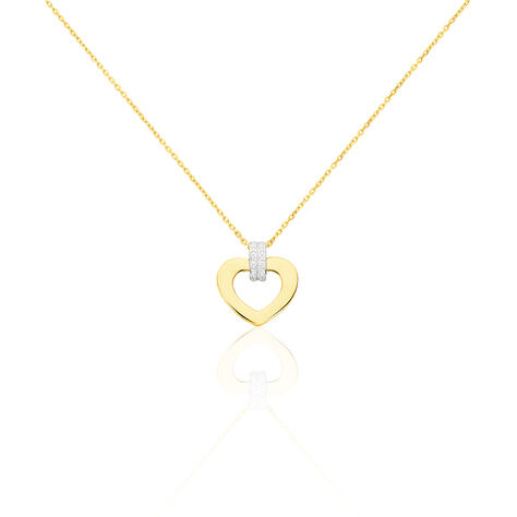 Damen Collier Gold Bicolor 375 Diamant 0,01ct Barren Herz Herz 24 - Halsketten Damen | OROVIVO