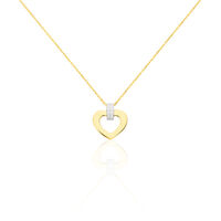 Damen Collier Gold Bicolor 375 Diamant 0,01ct Barren Herz Herz 24