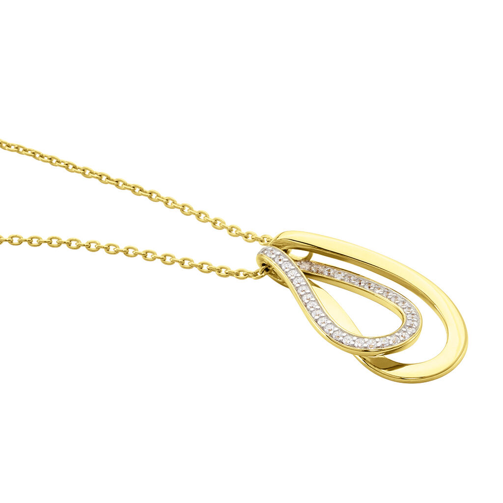 AZALIA Damen Collier Silber Bicolor Gelb/Silber 925 Zirkonia Wei&szlig; 0,36 ct