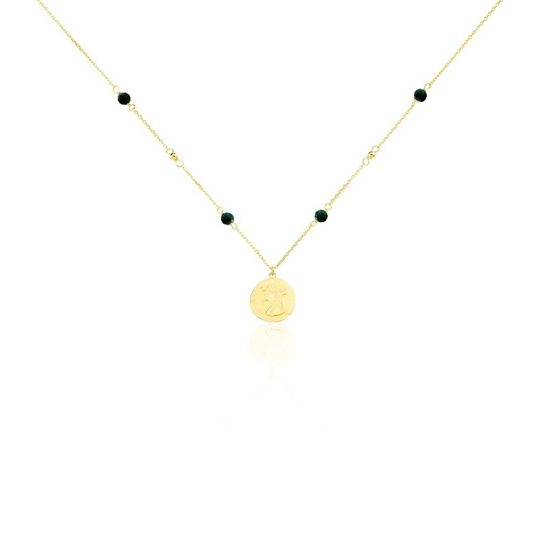 Damen Collier Gold 375 Malachit Grün 1ct Ethny - Halsketten Damen | OROVIVO