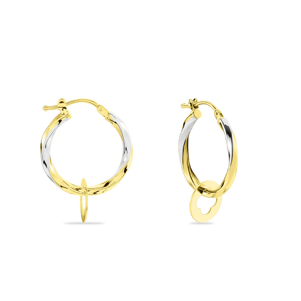 RINKA Damen Creolen Gold 375 (9 Karat) Talisman Kleeblatt B 2 mm